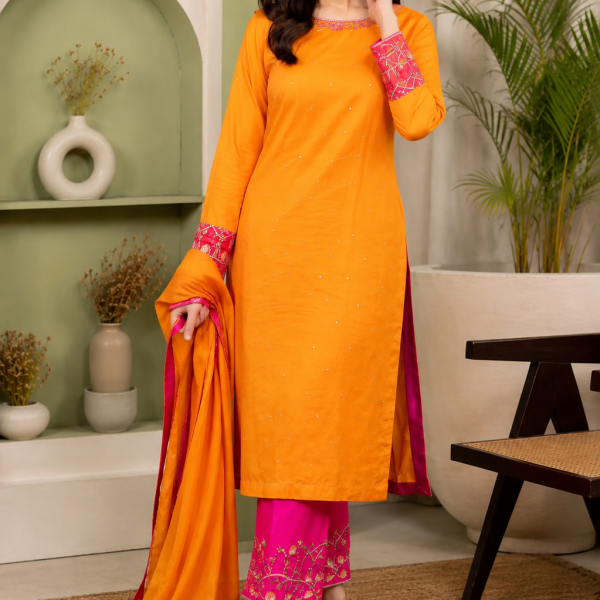 GULMOHAR - 3 Piece Pure Raw Silk - View 5